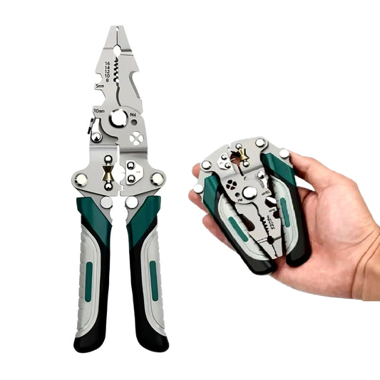 9-in-1 Foldable Multifunction Plier | High-Carbon Steel Wire Stripper, Cutter & Crimper Tool