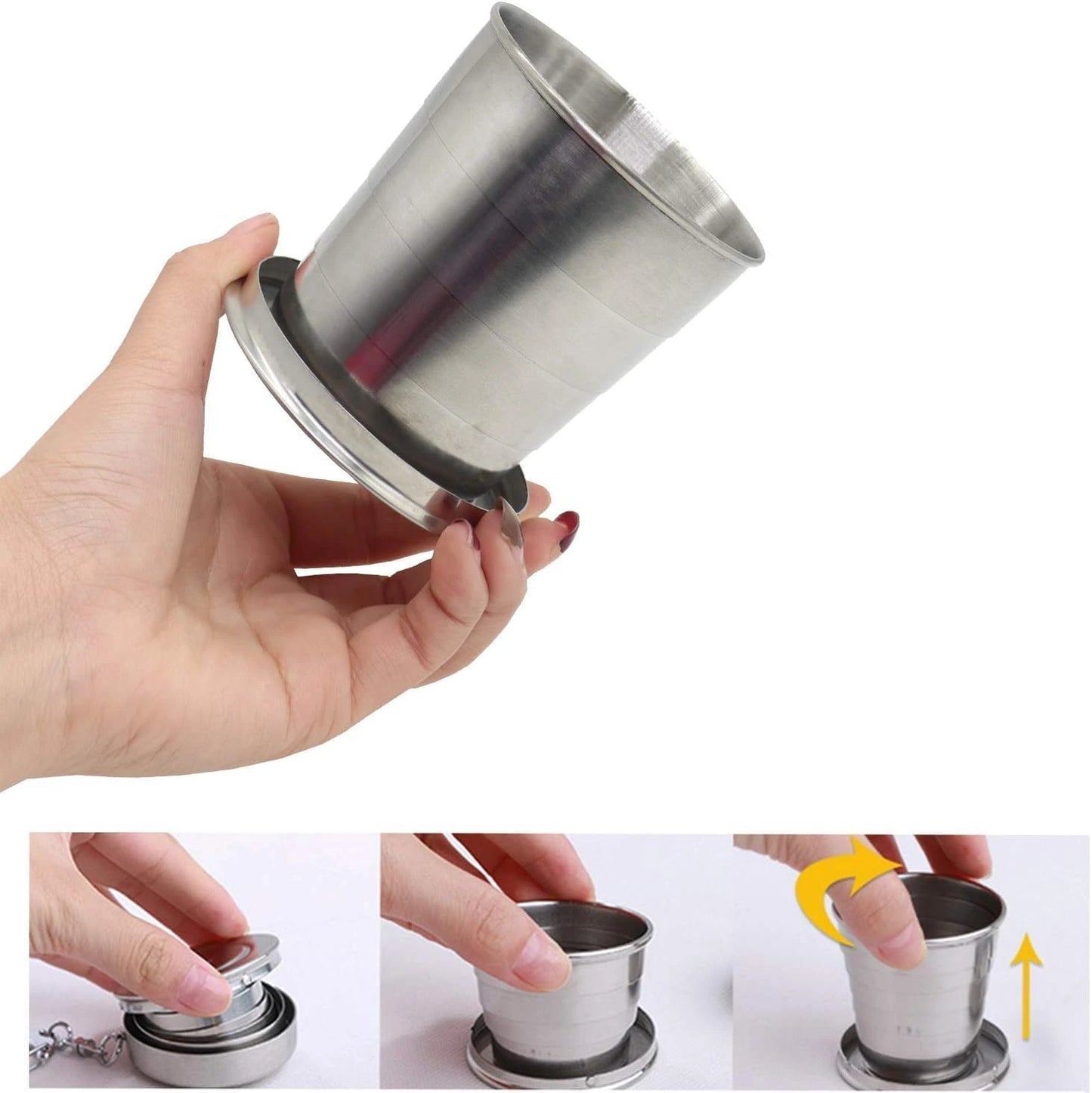 Stainless Steel Collapsible Folding Cup with Key Chain