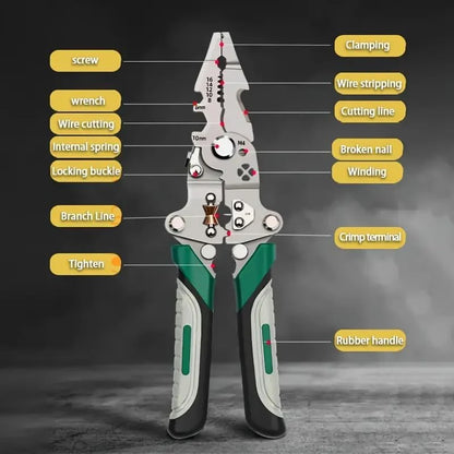 9-in-1 Foldable Multifunction Plier | High-Carbon Steel Wire Stripper, Cutter & Crimper Tool